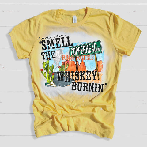 Smell The Whiskey Burning Copperhead Road Bleached Tee