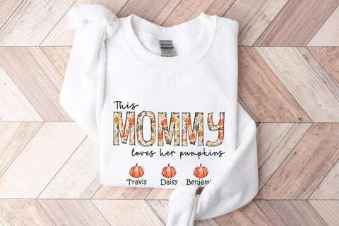 Personalized Mommy Loves Her Pumpkins Sweatshirt