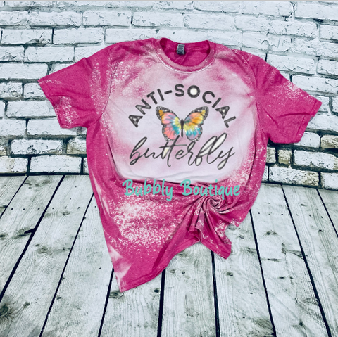 Anti-Social butterfly bleached tee