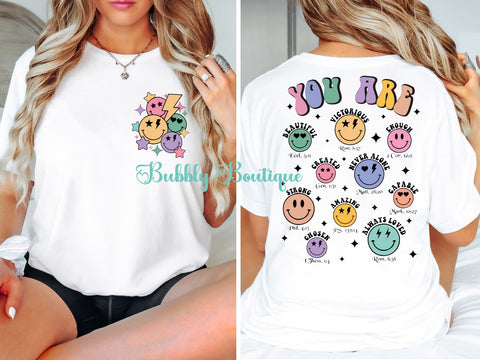 Christian Inspirational YOU ARE Bible Verse Smiley Face Tee