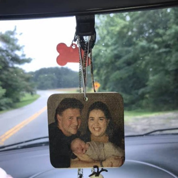 Double Sided Air Freshener With Two Photos