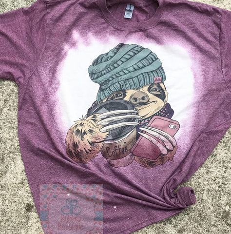 Hipster Sloth Bleached Tee