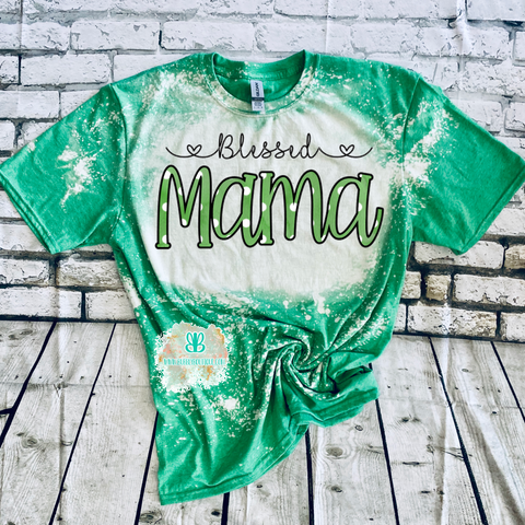 Blessed Mama St. Patrick's Day Bleached Tee
