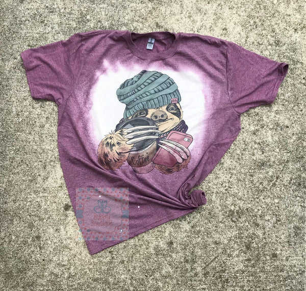 Hipster Sloth Bleached Tee