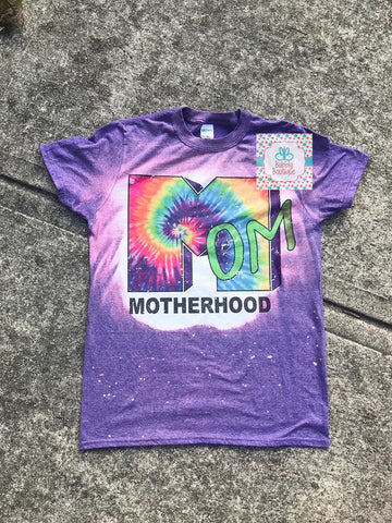 MTV Inspired MOM tie dye bleached tee