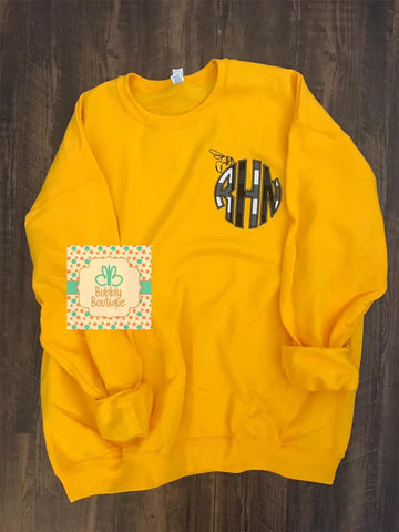 Yellow Jacket Plaid Monogram Sweatshirt