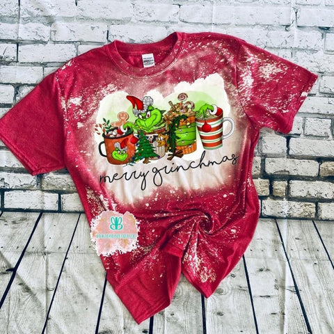 Merry Grinchmas Bleached Tee