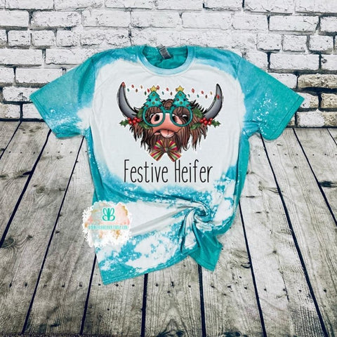 Festive Heifer Bleached Tee