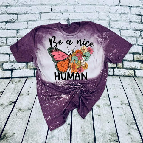 Be a Nice Human bleached tee