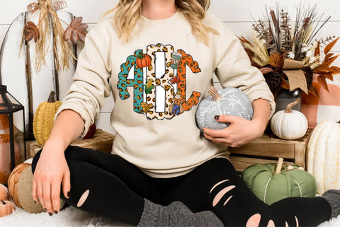 Custom Letter Initials monogram Fall Sweatshirt