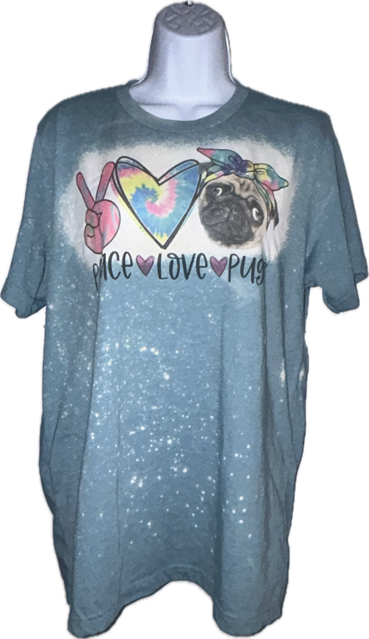 Peace Love Pug bleached Tee