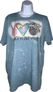 Peace Love Pug bleached Tee