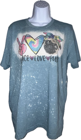 Peace Love Pug bleached Tee