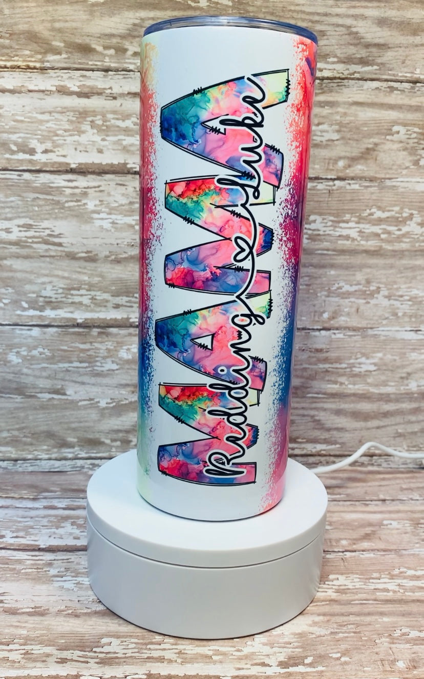 Personalized Mama Tumbler (Vibrant Oil Spill)