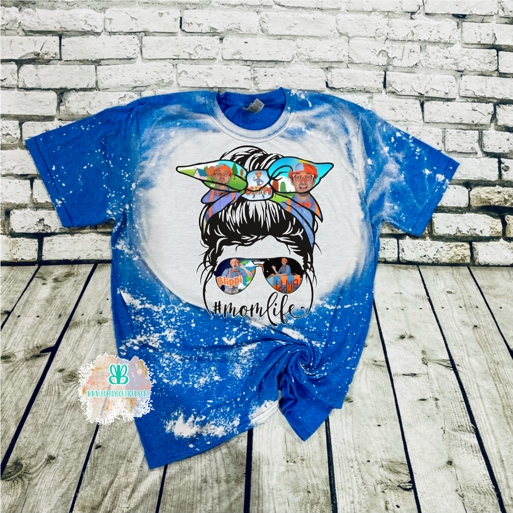 Blippi Mom Bun Life Bleached Tee