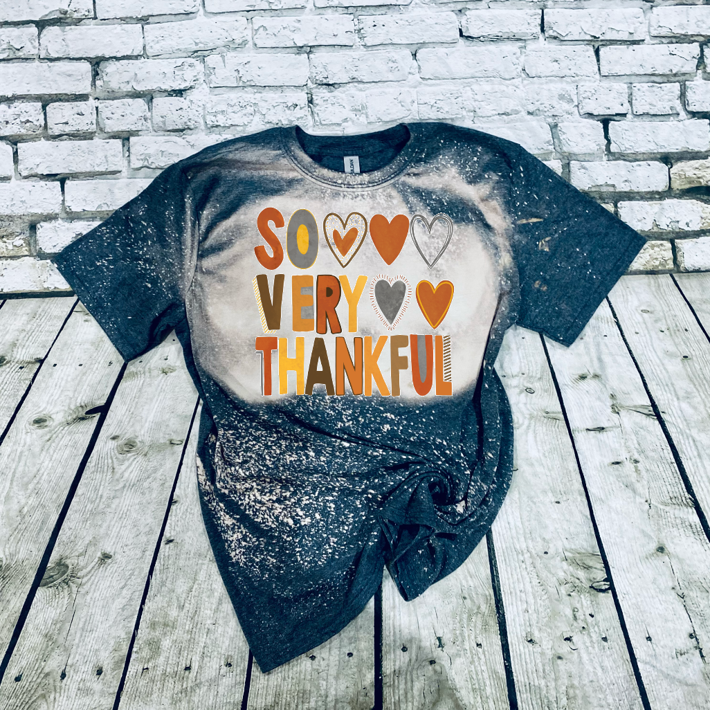 So Very Thankful Thanksgiving Bleached Tee