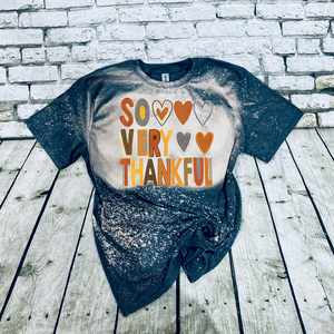 So Very Thankful Thanksgiving Bleached Tee