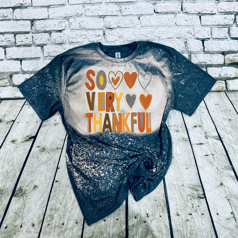 So Very Thankful Thanksgiving Bleached Tee