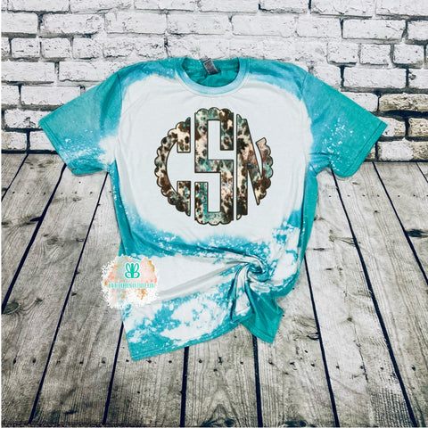 Cowhide & Teal Monogram Bleached tee