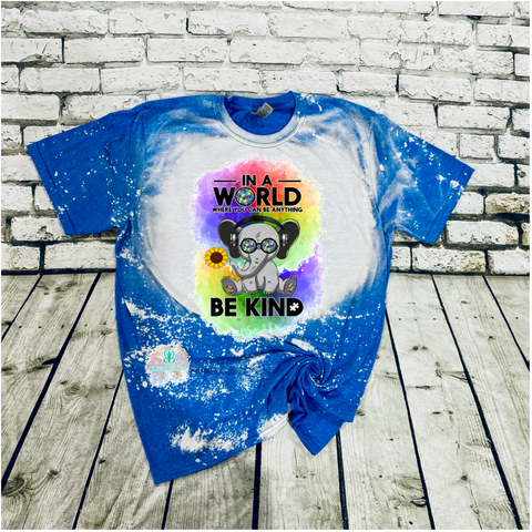 Be Kind Autism Elephant Bleached Tee