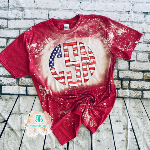 July 4th Patriotic Monogrammed Flag Tee