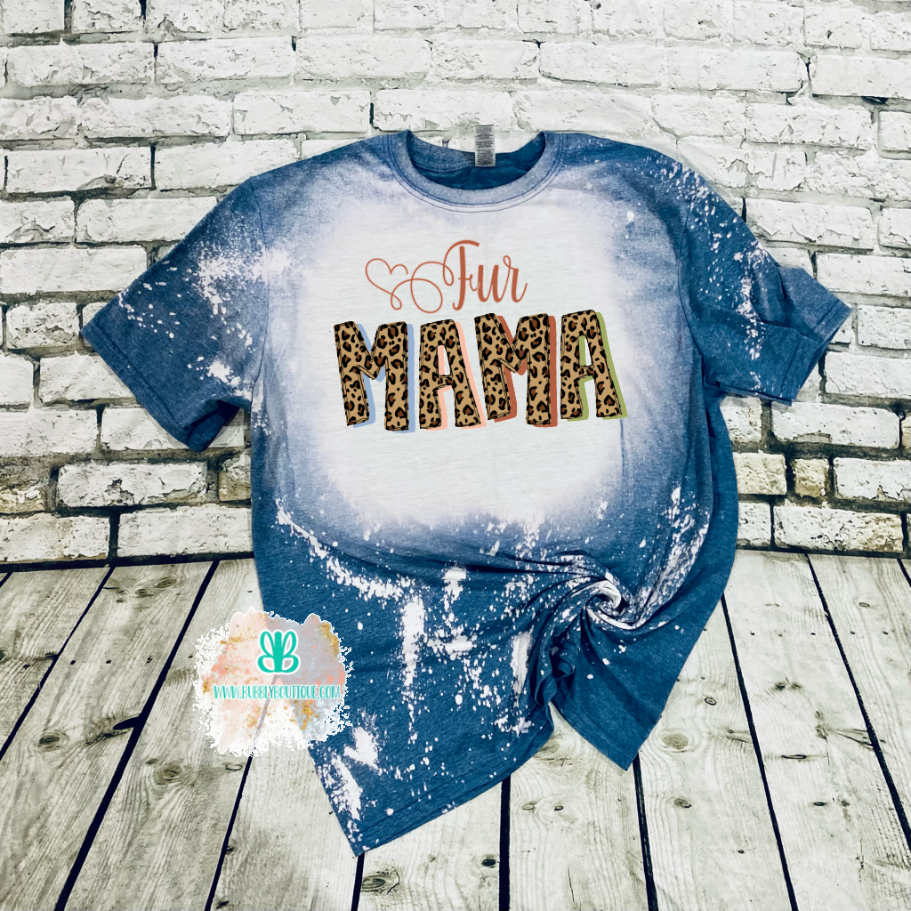 Fur Mama Leopard Bleached Tee