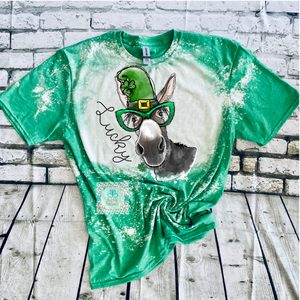 Lucky Ass Donkey St. Patricks's Day Blached Tee