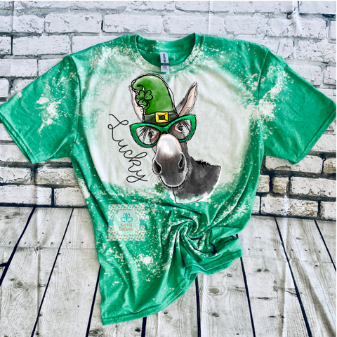 Lucky Ass Donkey St. Patricks's Day Blached Tee