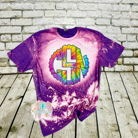 Tie Dye Monogrammed Bleached Tee