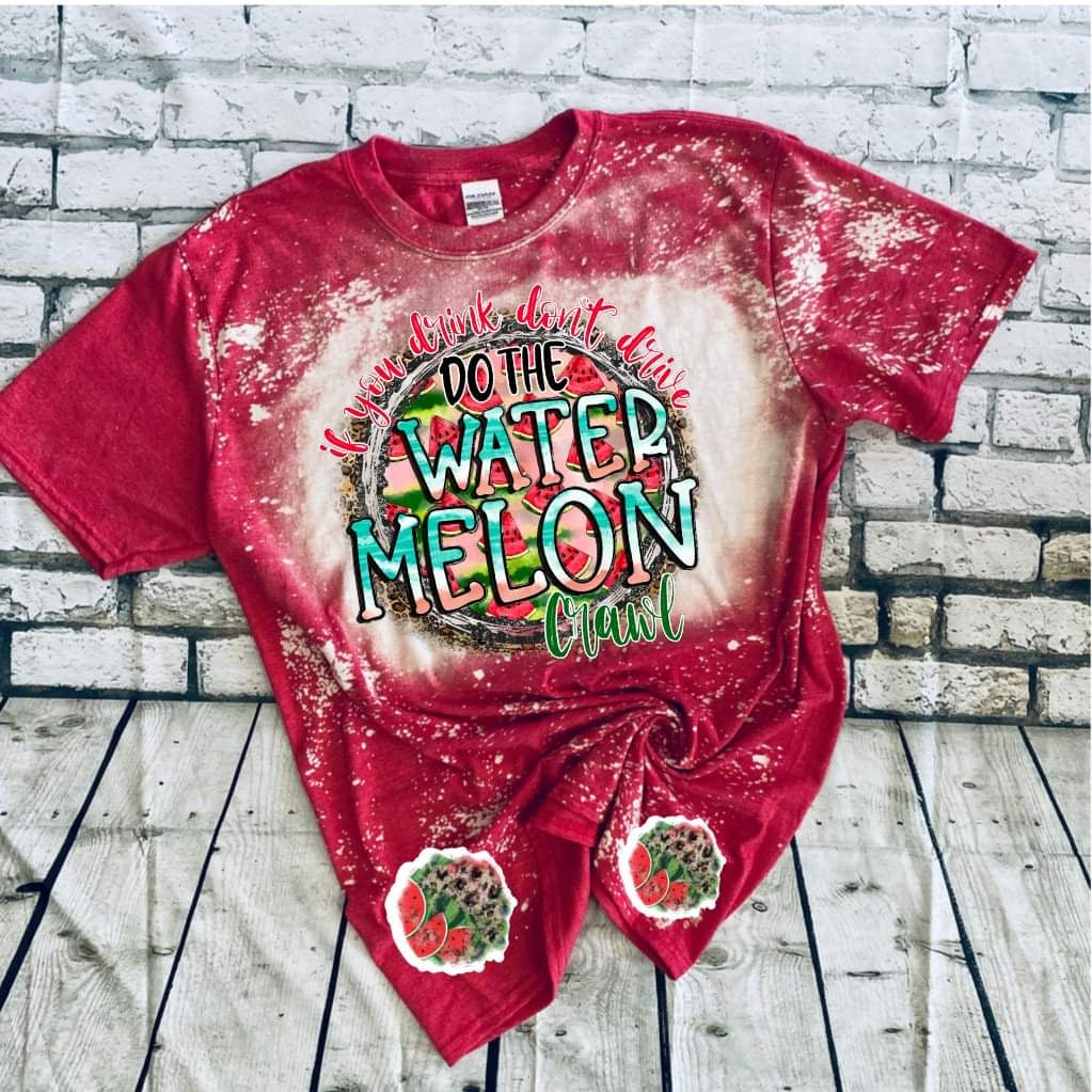 Watermelon crawl bleached tee