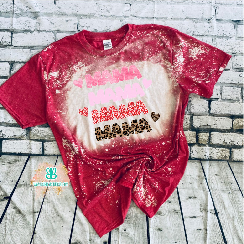 Mama Valentine's Day Bleached Tee