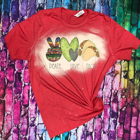 Peace Love Tacos Cinco De Mayo Bleached Tee