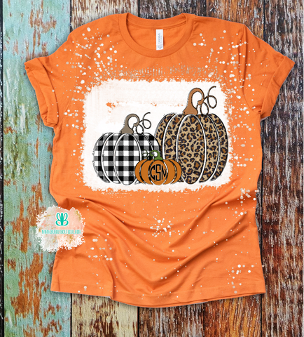 Monogrammed Pumpkin Trio Bleached Tee