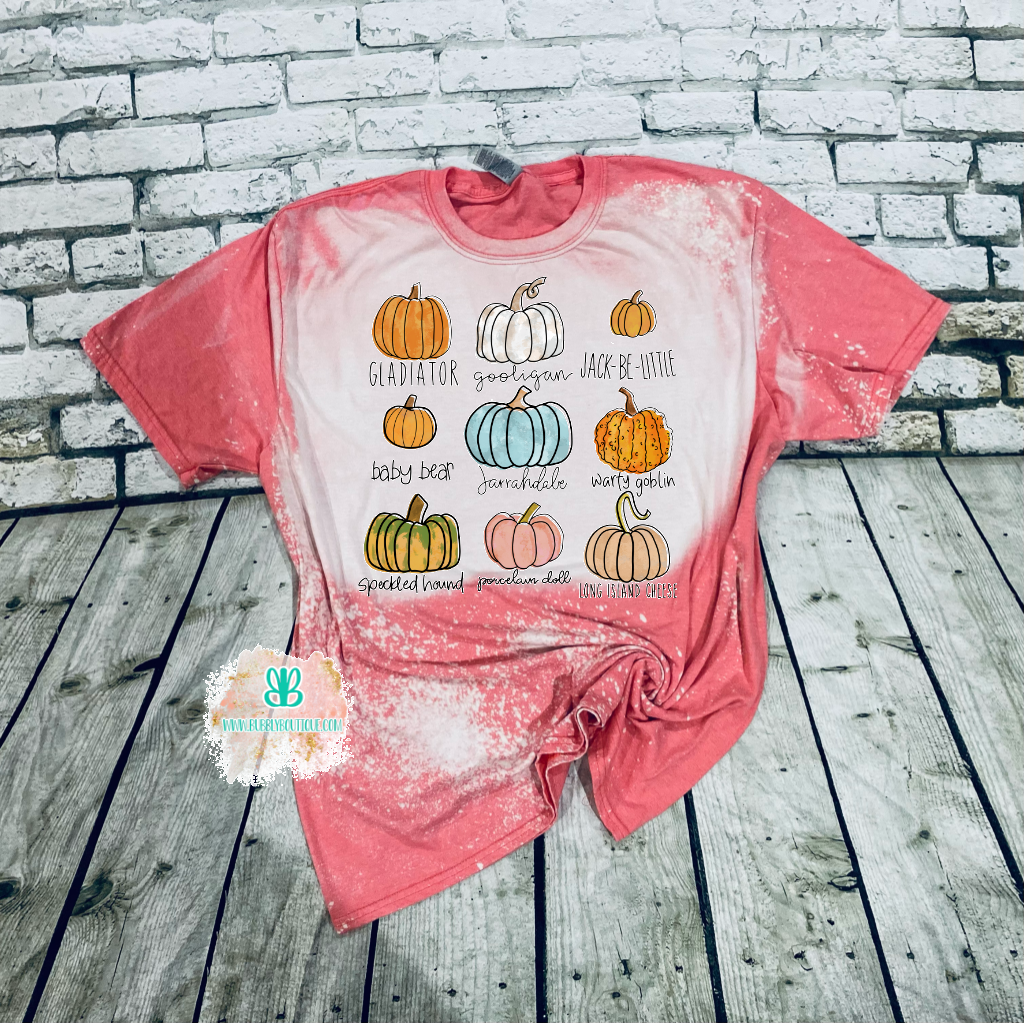 Multi Pumpkin Fall Bleached Tee
