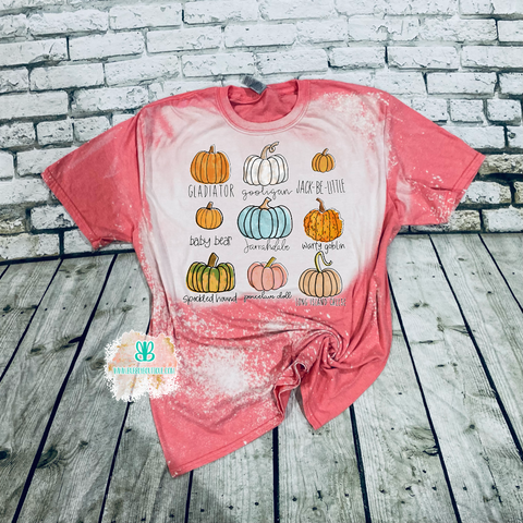 Multi Pumpkin Fall Bleached Tee