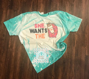 She wants the D coffee bleached tee