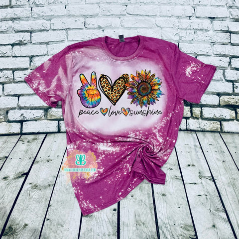 Peace Love Sunshine bleached tee
