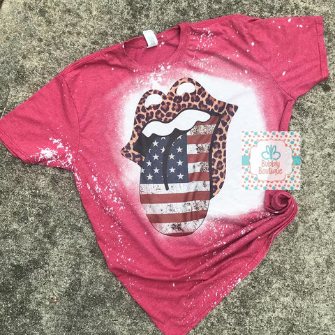 USA Cheetah Tongue Bleached Tee